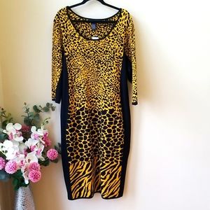 Ashley Stewart Multi Animal Print Sweater Dress